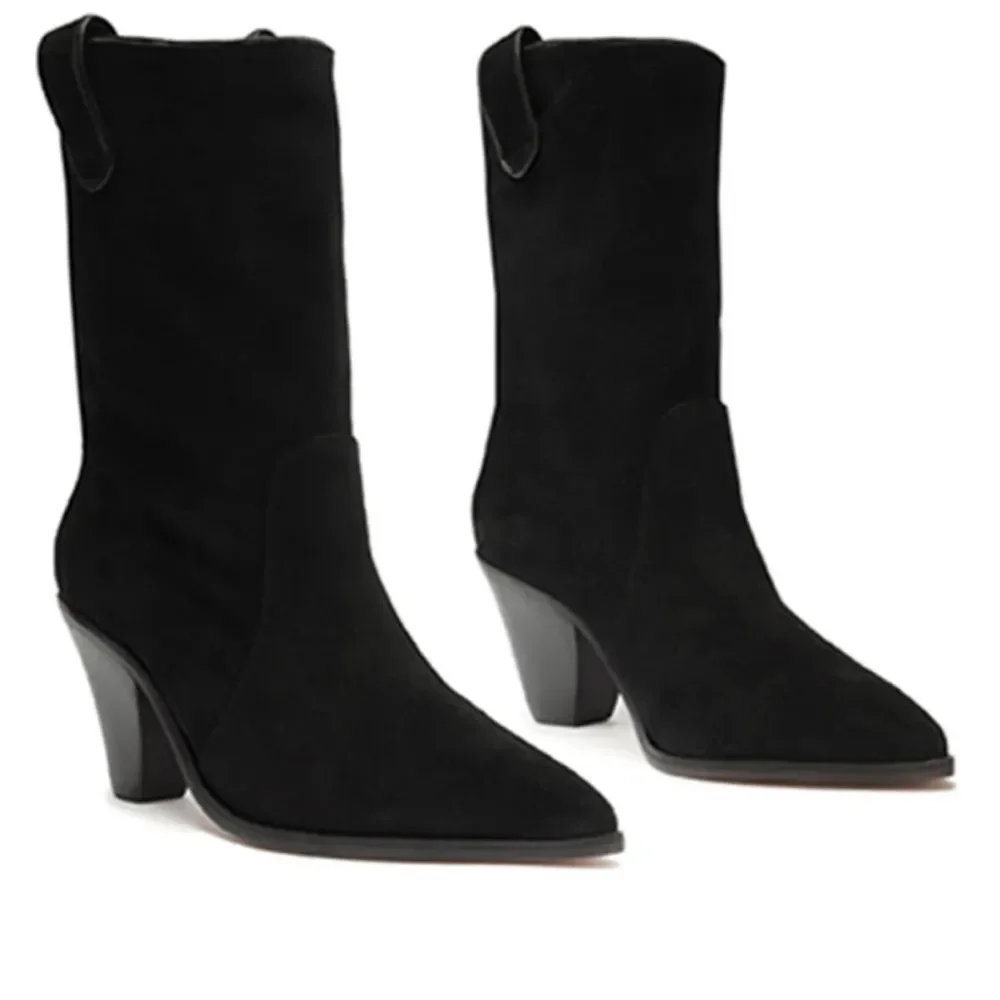 Schutz Mackie Women's Black Suede Ankle Boots size 10 - Picture 4 of 5